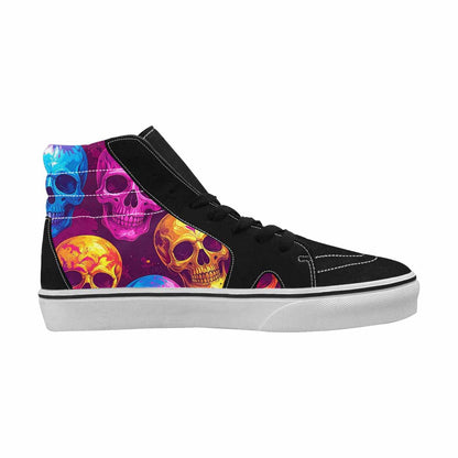 WOMEN'S Tie Dye Skulls Print High Top Canvas Vibrant Chaos Custom Shoes
