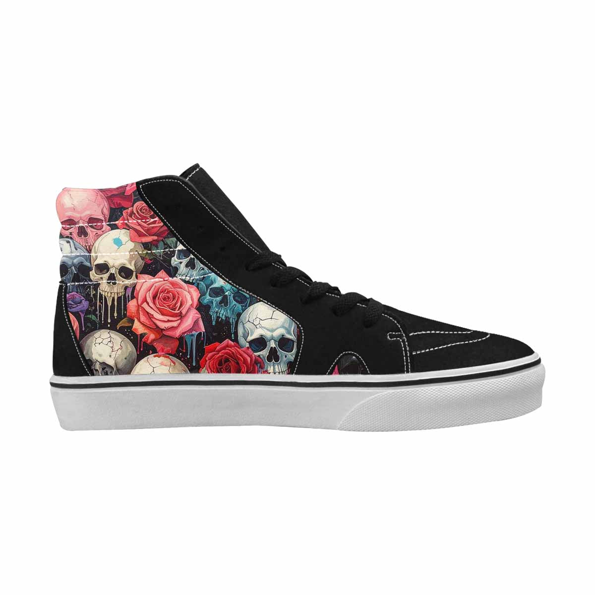 MEN'S Skulls Roses Melting Skulls High Top Canvas Vivid Sneakers