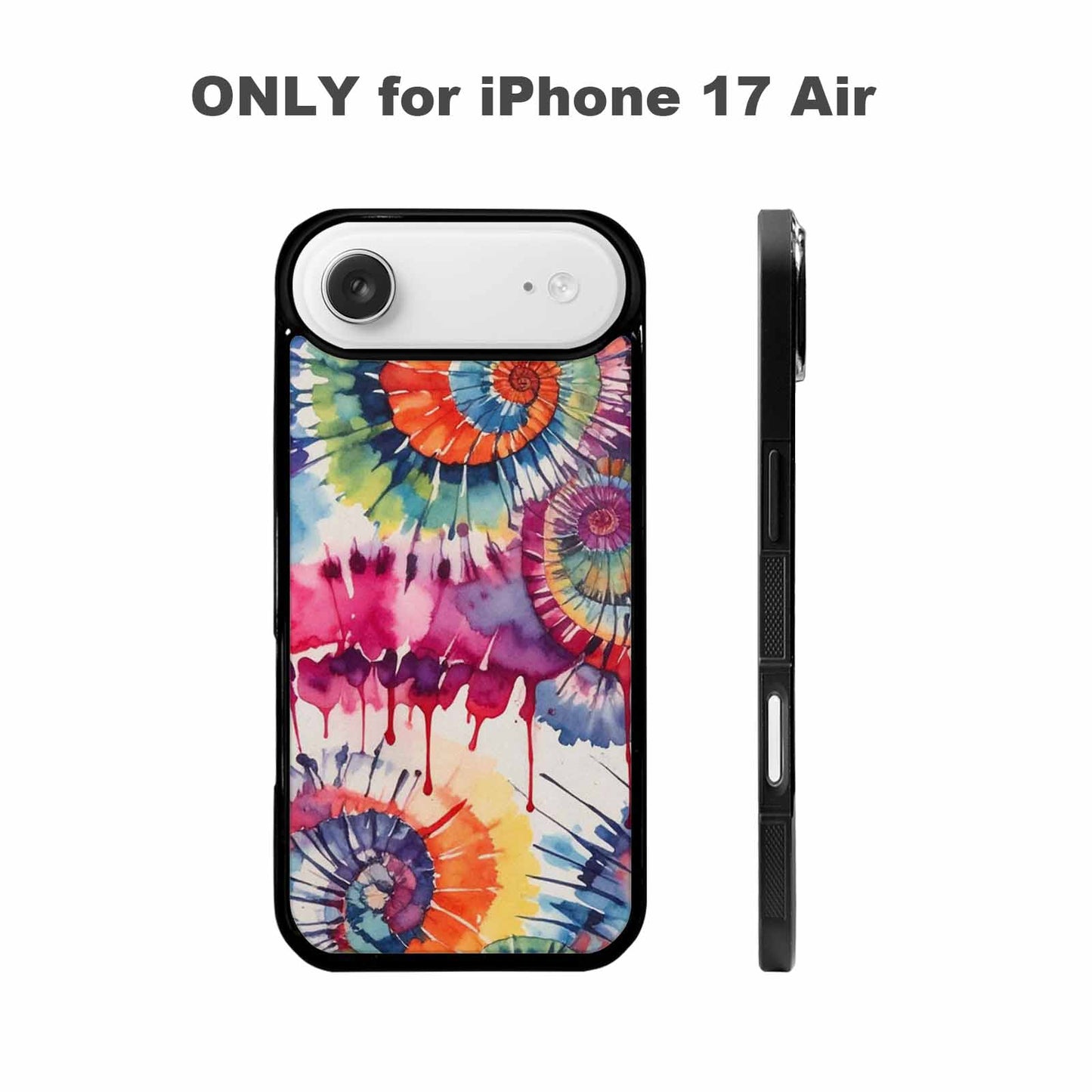 iPhone 17 Air Case — Tie Dye Swirls Black Red Tie, Custom Made Phone Cover