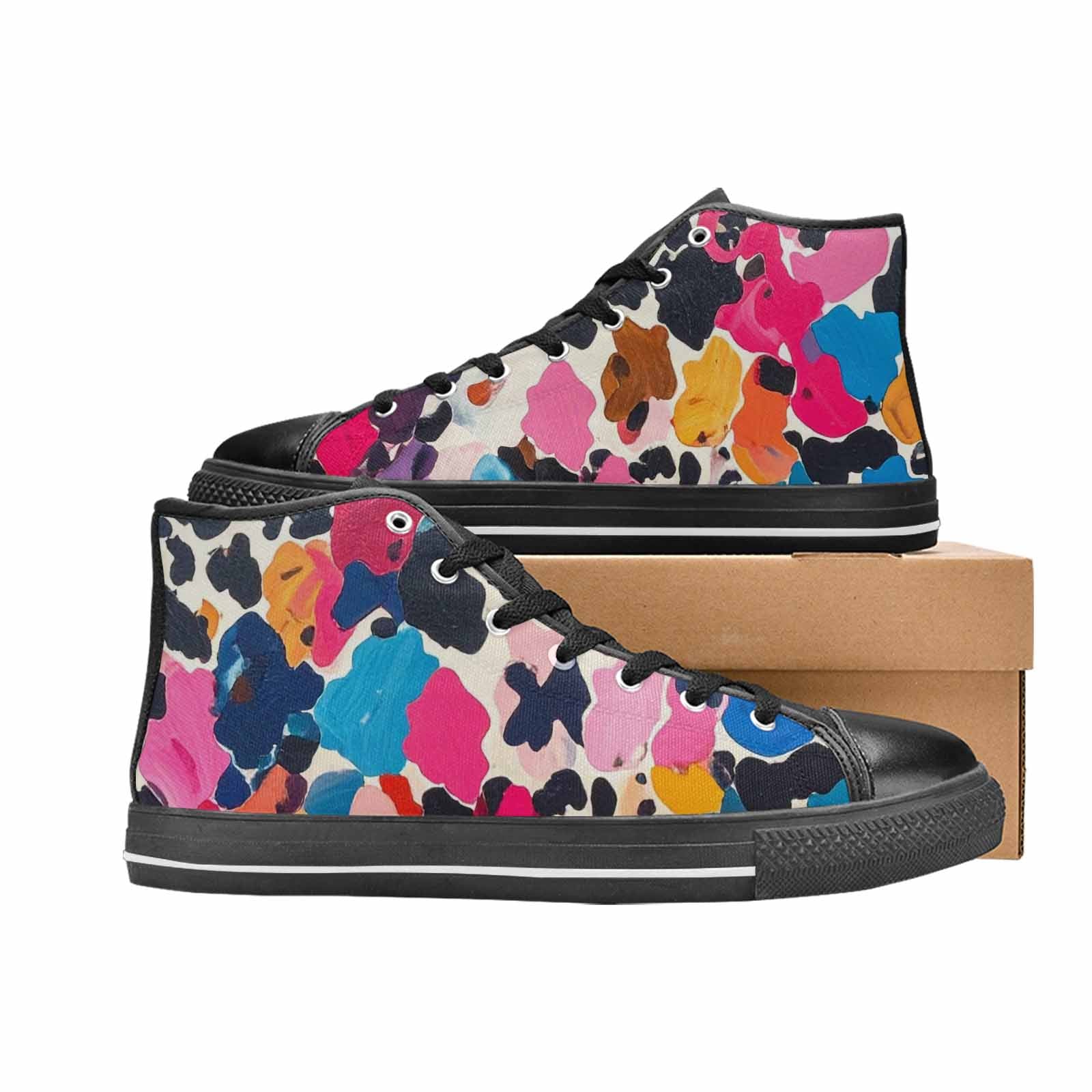 MEN'S Cow Animal Print High Top Canvas Surreal Custom Sneakers