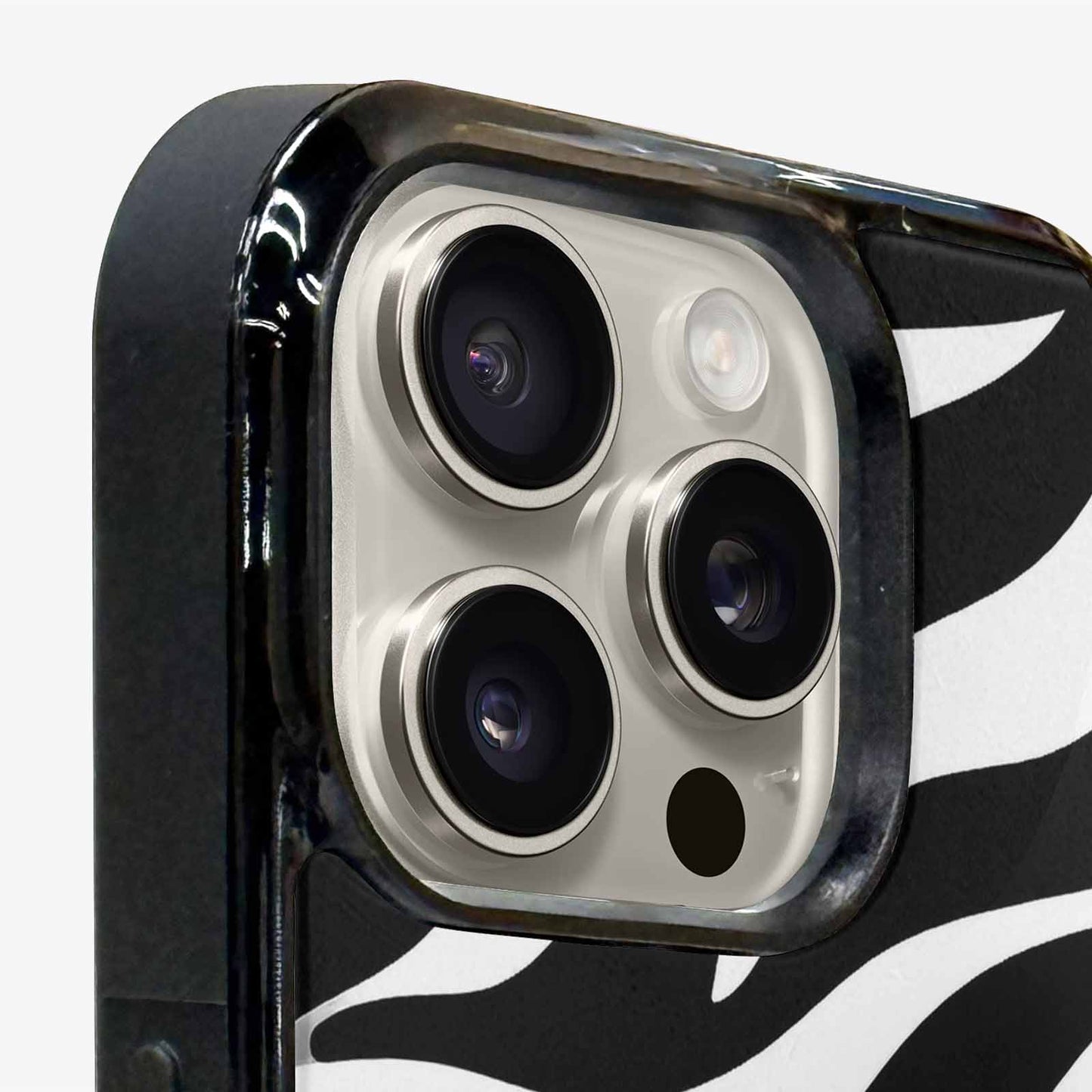 iPhone 15 Pro Max Case — Zebra Print Black White Custom, Unique Phone Case Design