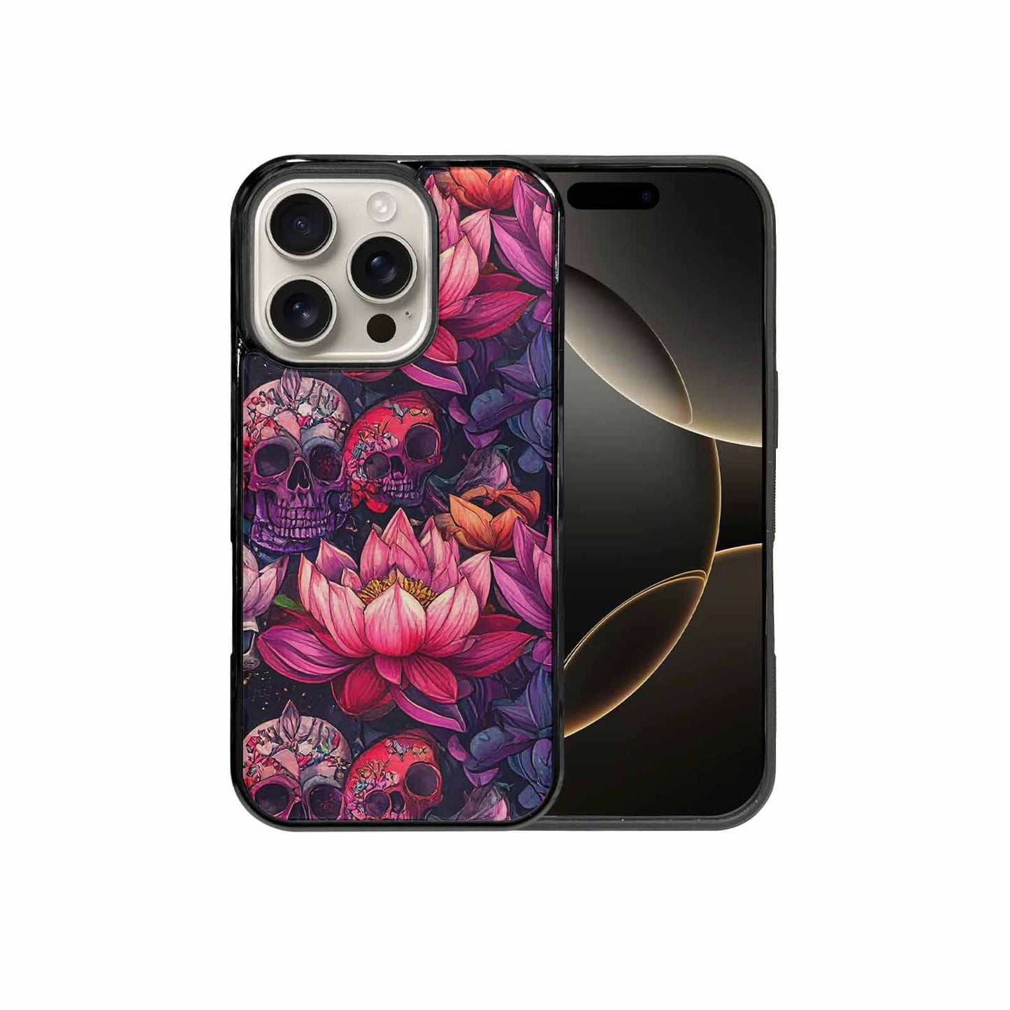 iPhone 16 Pro Case — Lotus Many Hundreds Of Skulls Art, Unique Phone Case Design