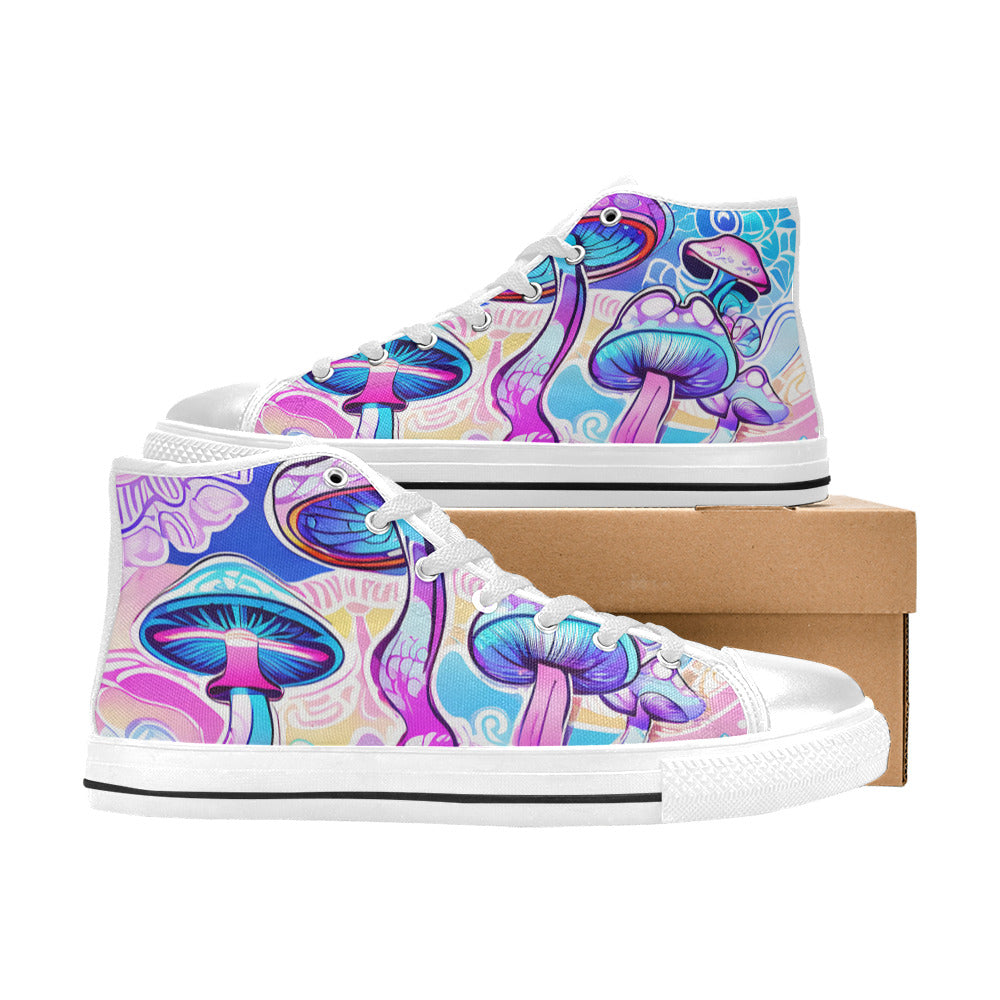 MEN'S Magic Mushrooms Art 4 High Top Canvas Dark Academia Custom Sneakers
