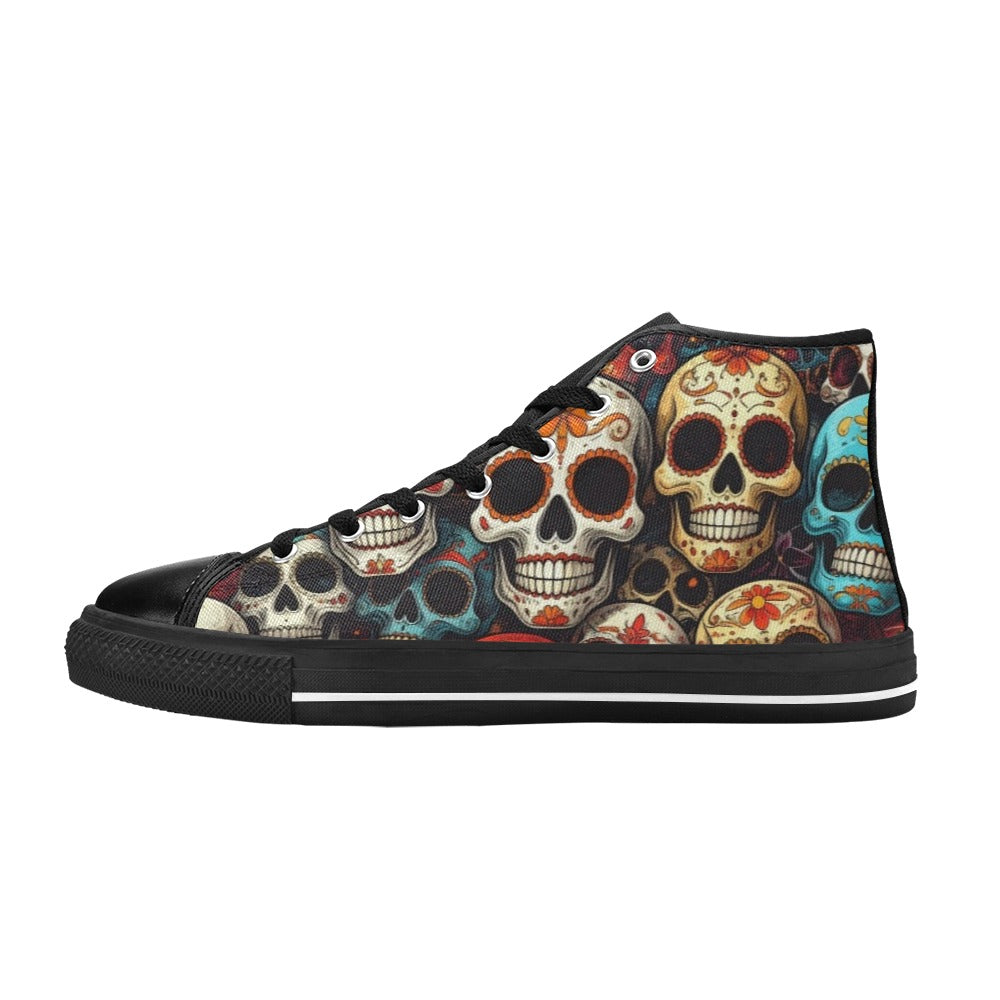 WOMEN'S Aggressive Comic Sugar Skull High Top Canvas Aesthetic Sneakers