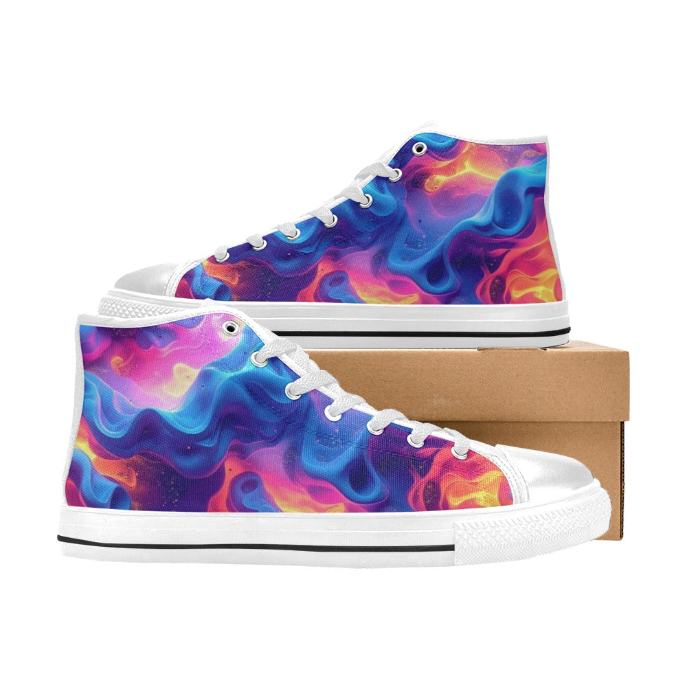 WOMEN'S Ethereal Camo Design 2 High Top Canvas Y2K Custom Sneakers