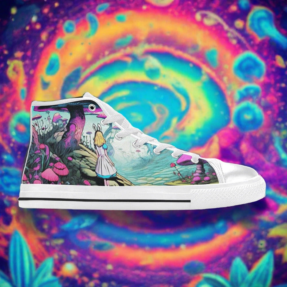 Dragon White Gold Unique WOMEN Bold Art - Freaky Shoes | Custom Art Sneakers