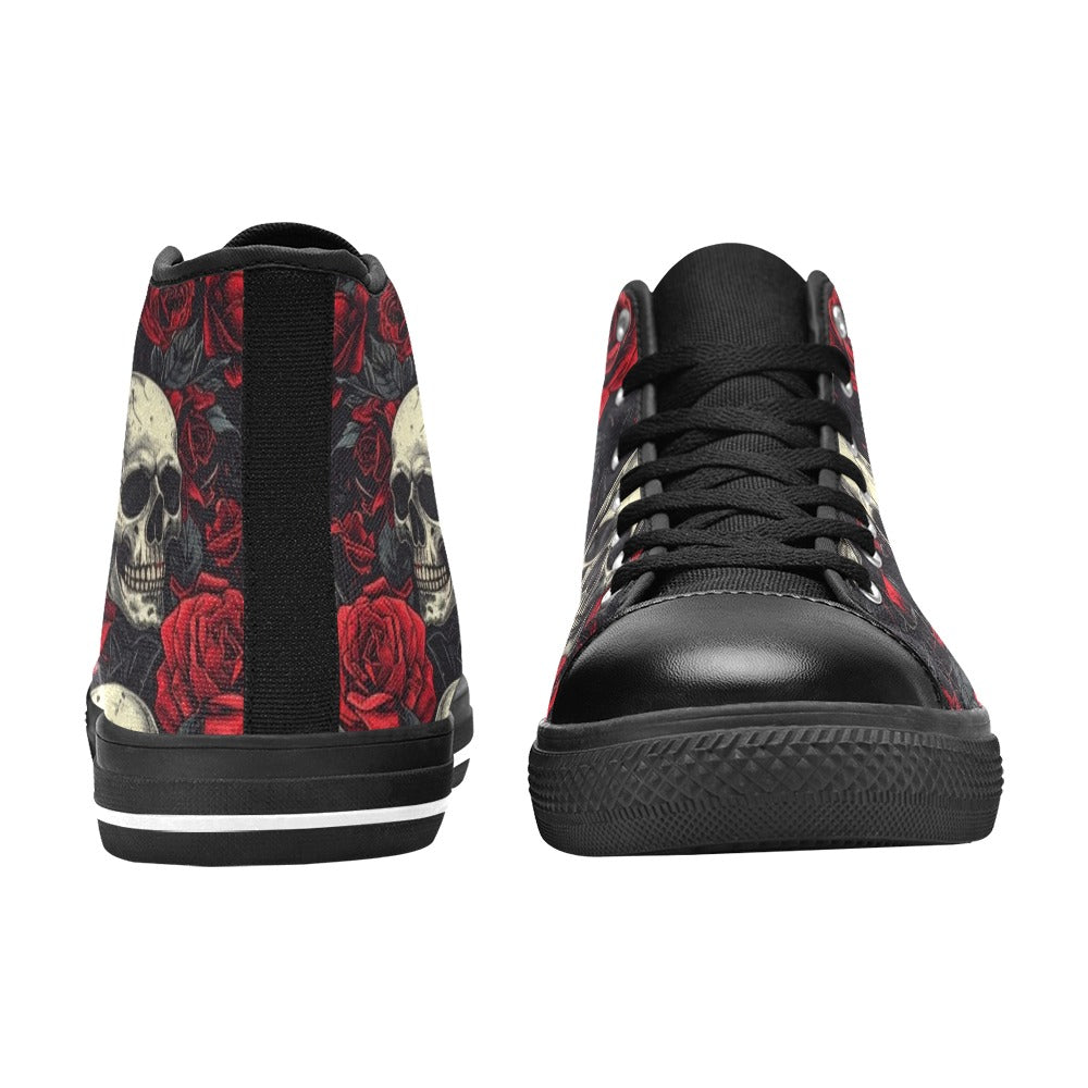 MEN'S Skull And Roses High Top Canvas Y2K Custom Shoes