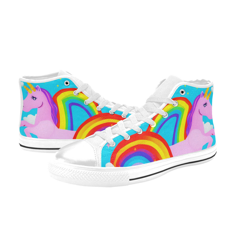 WOMEN'S Unicorn Rainbows Art High Top Canvas Vivid Custom Sneakers