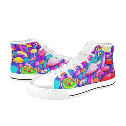 MEN'S Colorful Mushrooms Art Vibes High Top Canvas Wallpaper Art Shoes