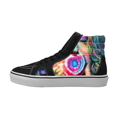WOMEN'S Psychedelic Art Tie Dye High Top Skateboarding Cottagecore Custom Sneakers