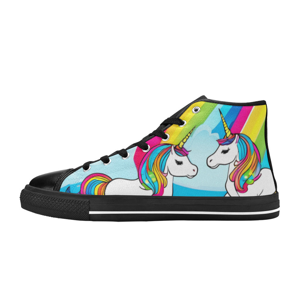 WOMEN'S Abstract Unicorns Art High Top Canvas Wallpaper Art Custom Sneakers