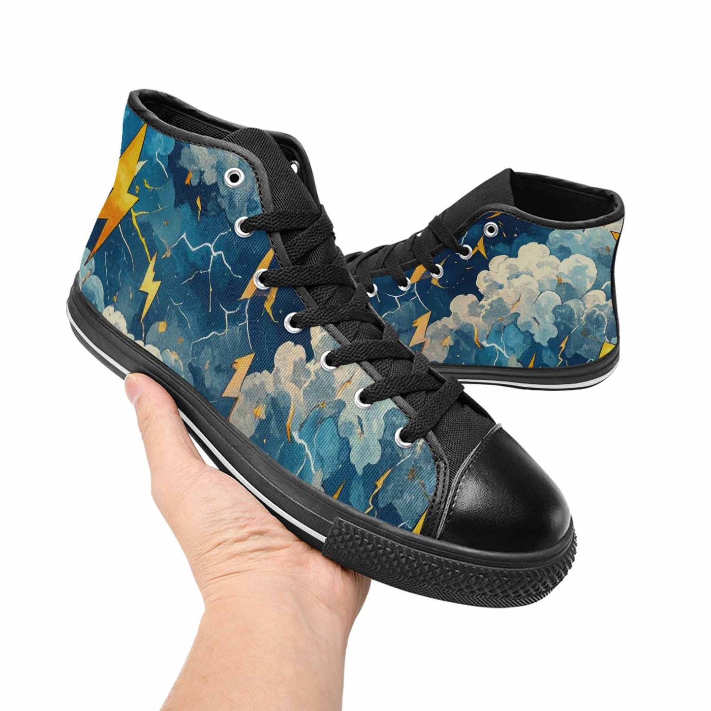 MEN'S Lightning Bolt High Top Canvas Grunge Custom Sneakers