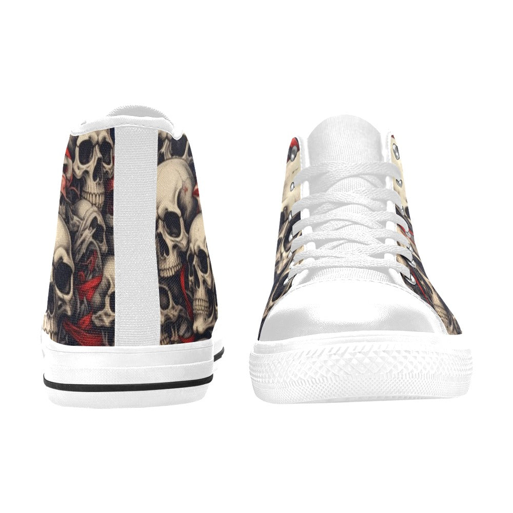 MEN'S Patriotic Skull Flag High Top Canvas Y2K Custom Shoes