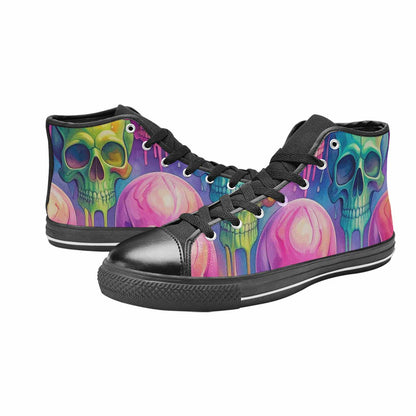 WOMEN'S Candy Color Dripping Skulls High Top Canvas Surreal Shoes