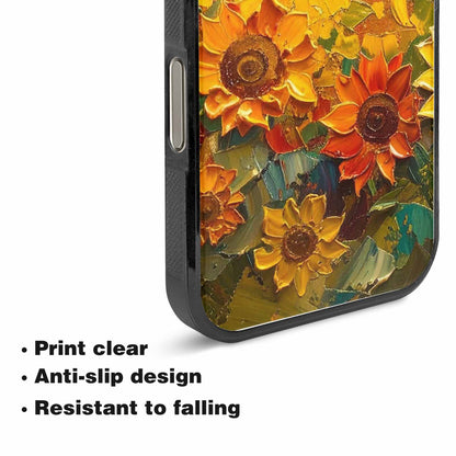 iPhone 15 Pro Max Case — Impressionist Sunflower Brushstroke Pattern Hundreds Of, Custom Printed Phone Case