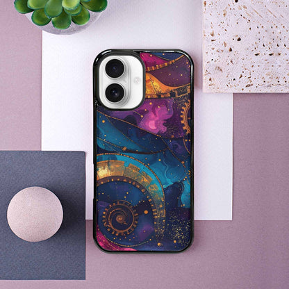 iPhone 16 Case — Steampunk Galaxy Art Seamless Pattern Vibrant, Personalized Phone Case
