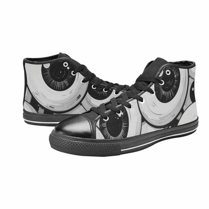 WOMEN'S Googly Cartoon Eyeballs High Top Canvas Vibrant Chaos Custom Shoes