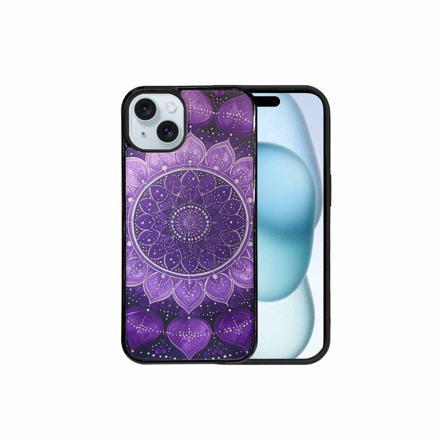 iPhone 15 Plus Case — Purple Mandala Bohemian Print Edge To, Custom Designed Case Cover