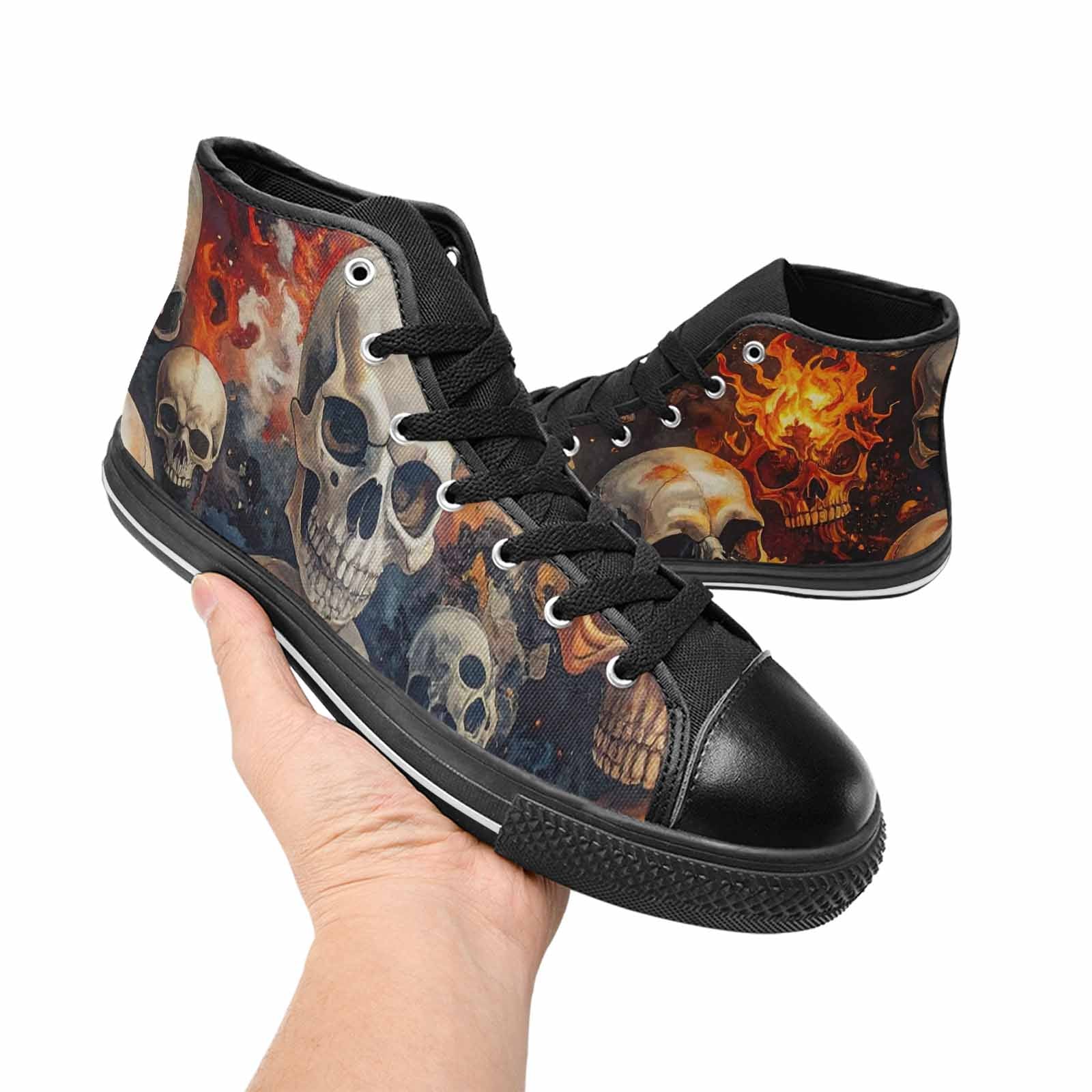 MEN'S Skulls - Flaming High Top Canvas Vivid Sneakers