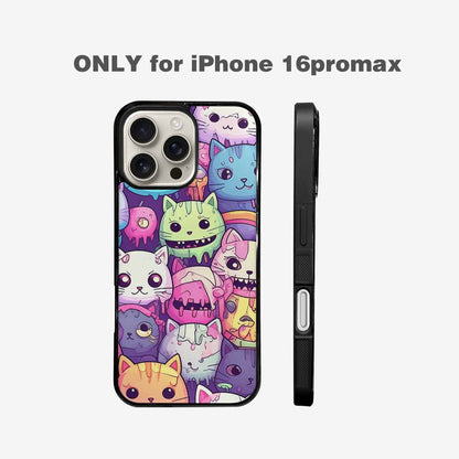 iPhone 16 Pro Max Case — Pastel Gore Cat Character Pattern Hundreds, Customized Protective Case
