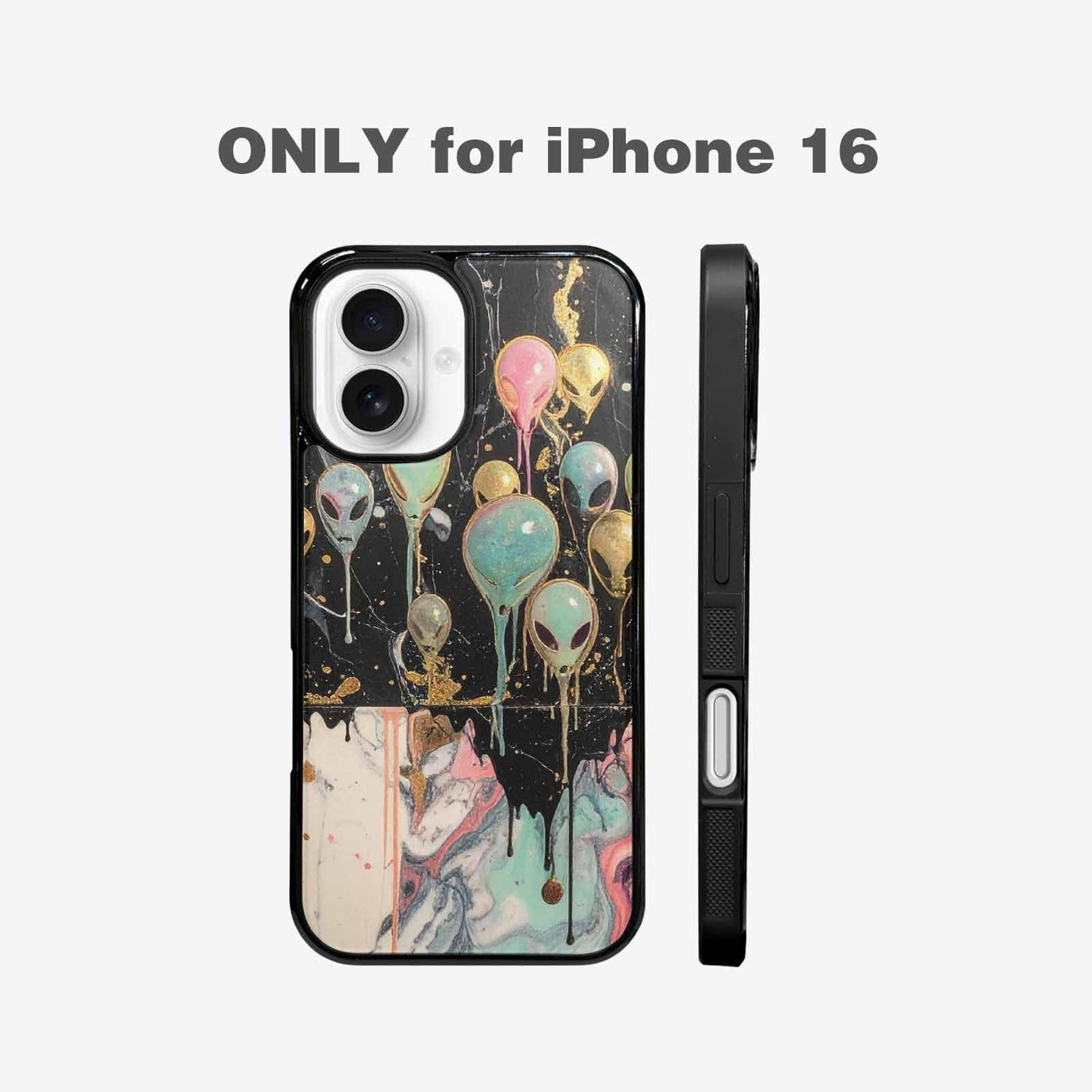 iPhone 16 Case — Aliens Marblemelting Aliens Pa 7eb Personalized, Custom Art Phone Cover