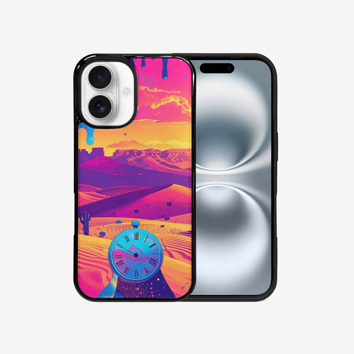 iPhone 16 Case — I Surrealist Dreamscape Pattern Melting Clocks, Customized Protective Case