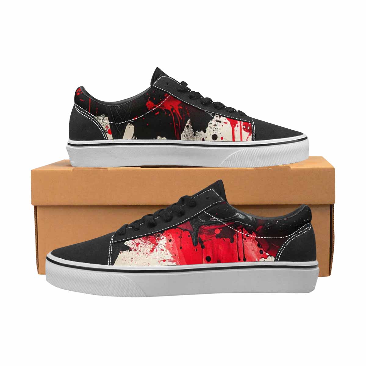 WOMEN'S Ice Cream Motif Lace-Up Canvas Neon Fantasy Custom Shoes