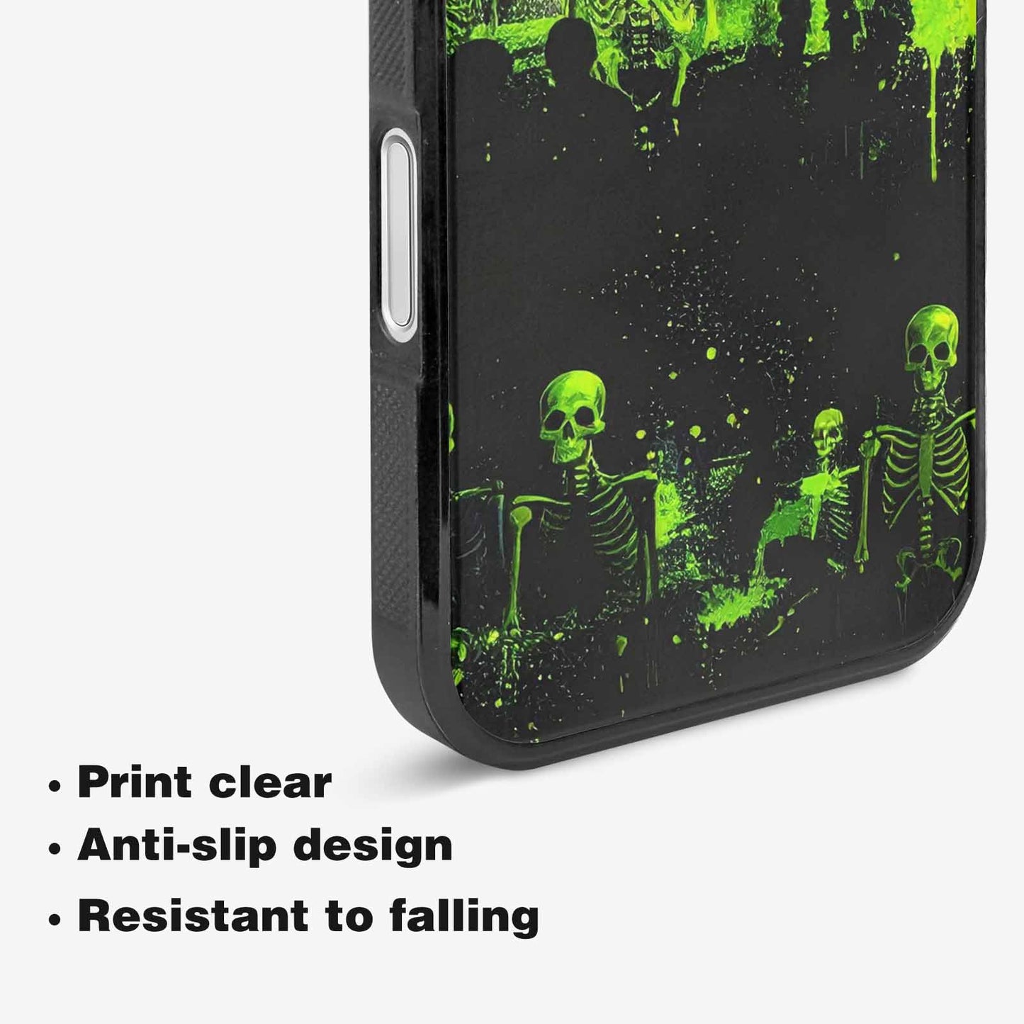 iPhone 16 Case — Skeletons Neon Green Glow Skeletons Pattern, Unique Phone Case Design