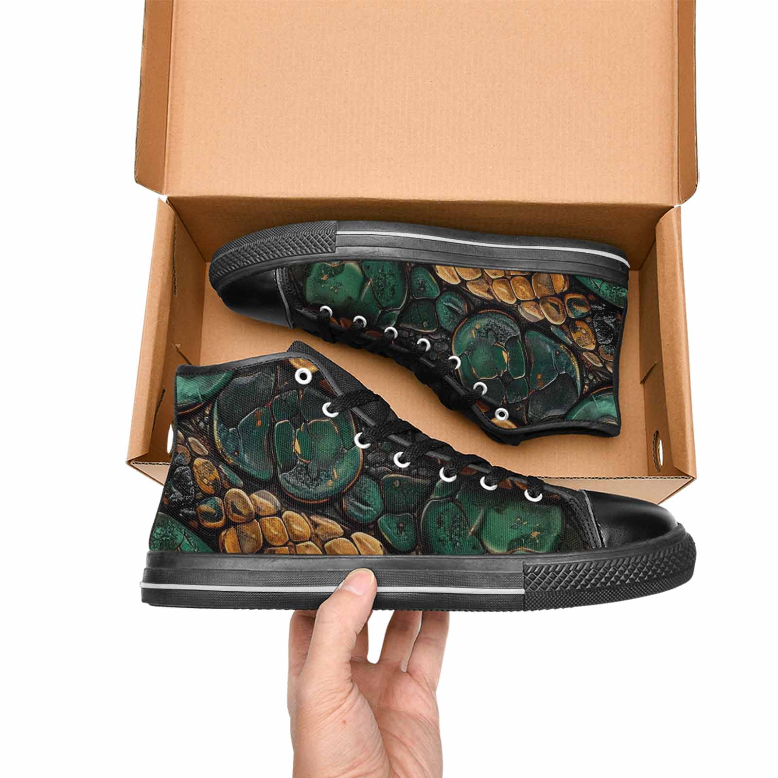 MEN'S Snake Skin Reptile High Top Canvas Cottagecore Shoes