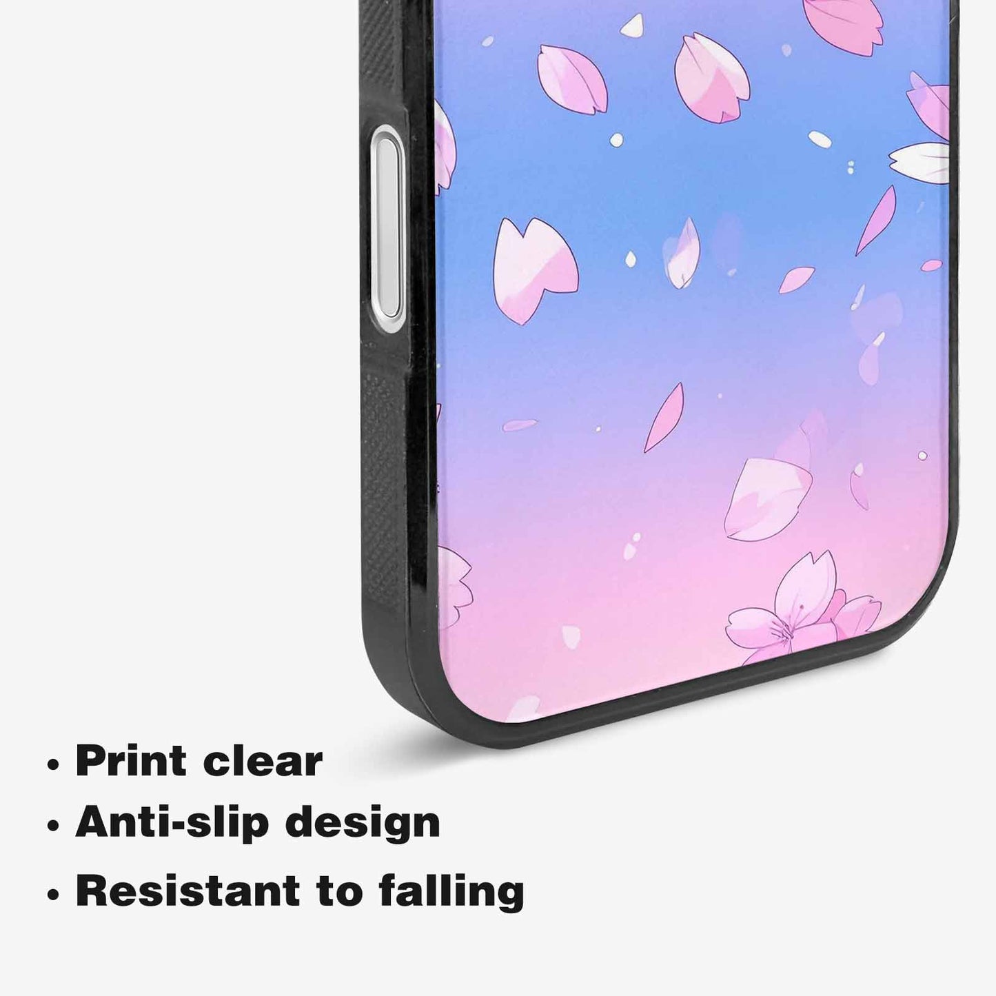 iPhone 16 Plus Case — Stylized Anime Style Cherry Blossom Petals, Custom Printed Phone Case