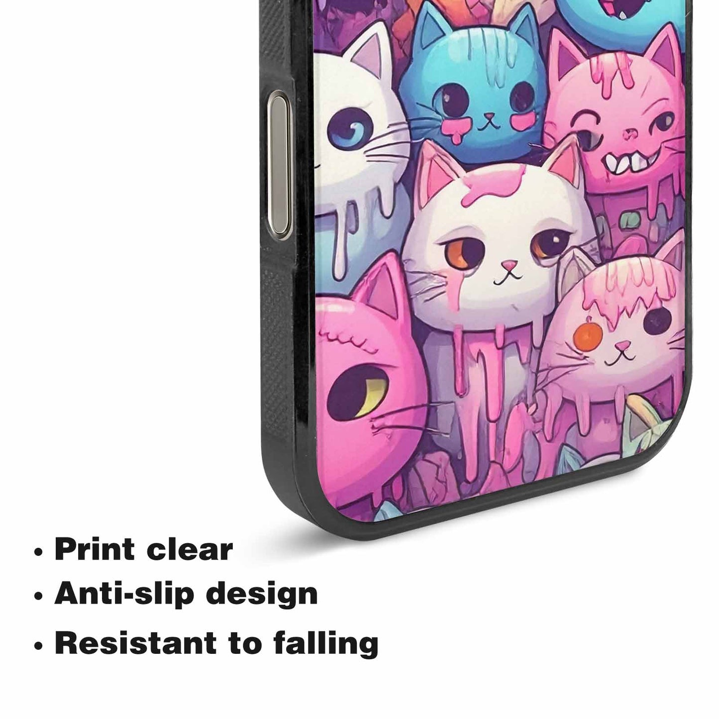 iPhone 16 Pro Max Case — Pastel Gore Cat Character Pattern Hundreds, Original Design Phone Case