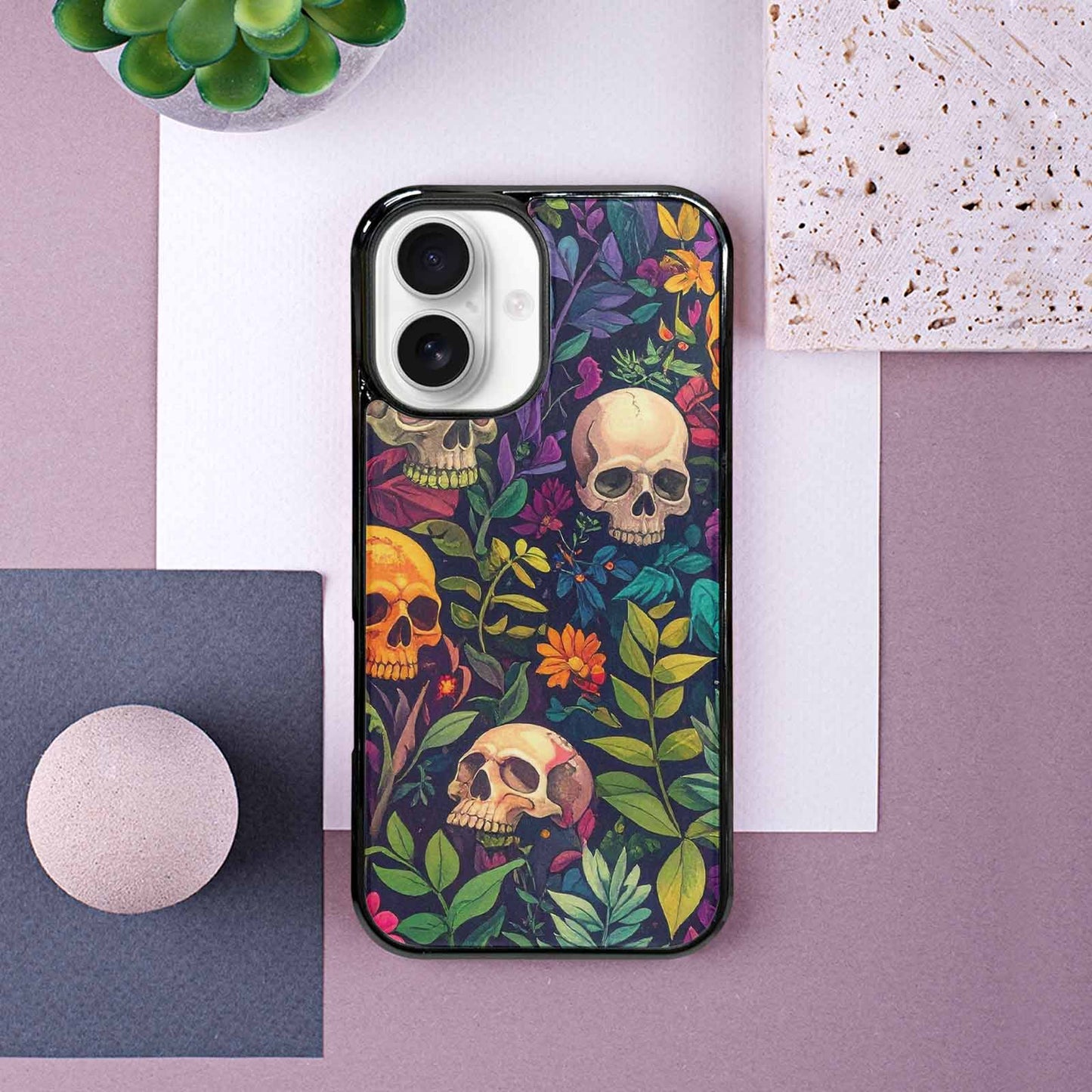 iPhone 16 Case — Skulls Botanicalskulls Pattern, Original Design Phone Case