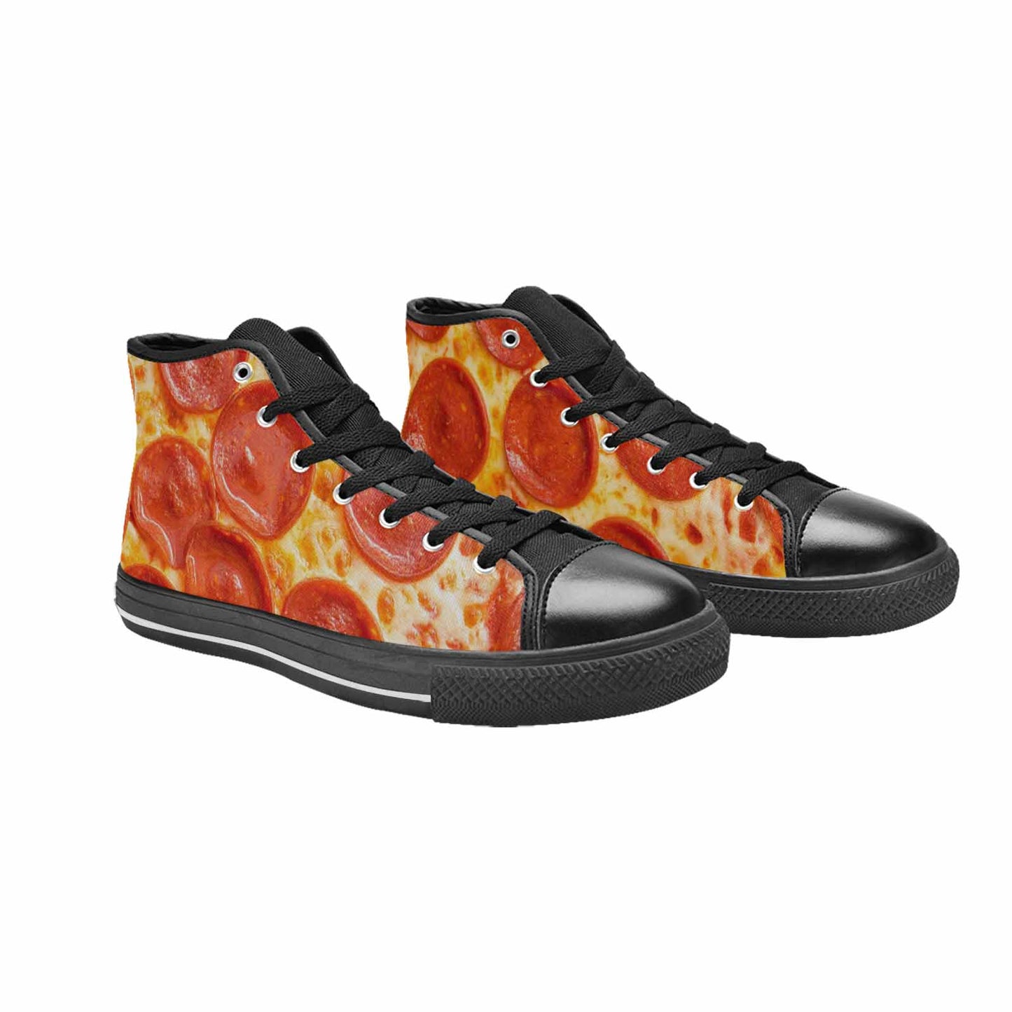 MEN'S Pepperoni Pizza Print High Top Canvas Grunge Sneakers