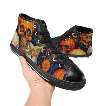 WOMEN'S Skulls - Halloween High Top Canvas Vibrant Chaos Shoes