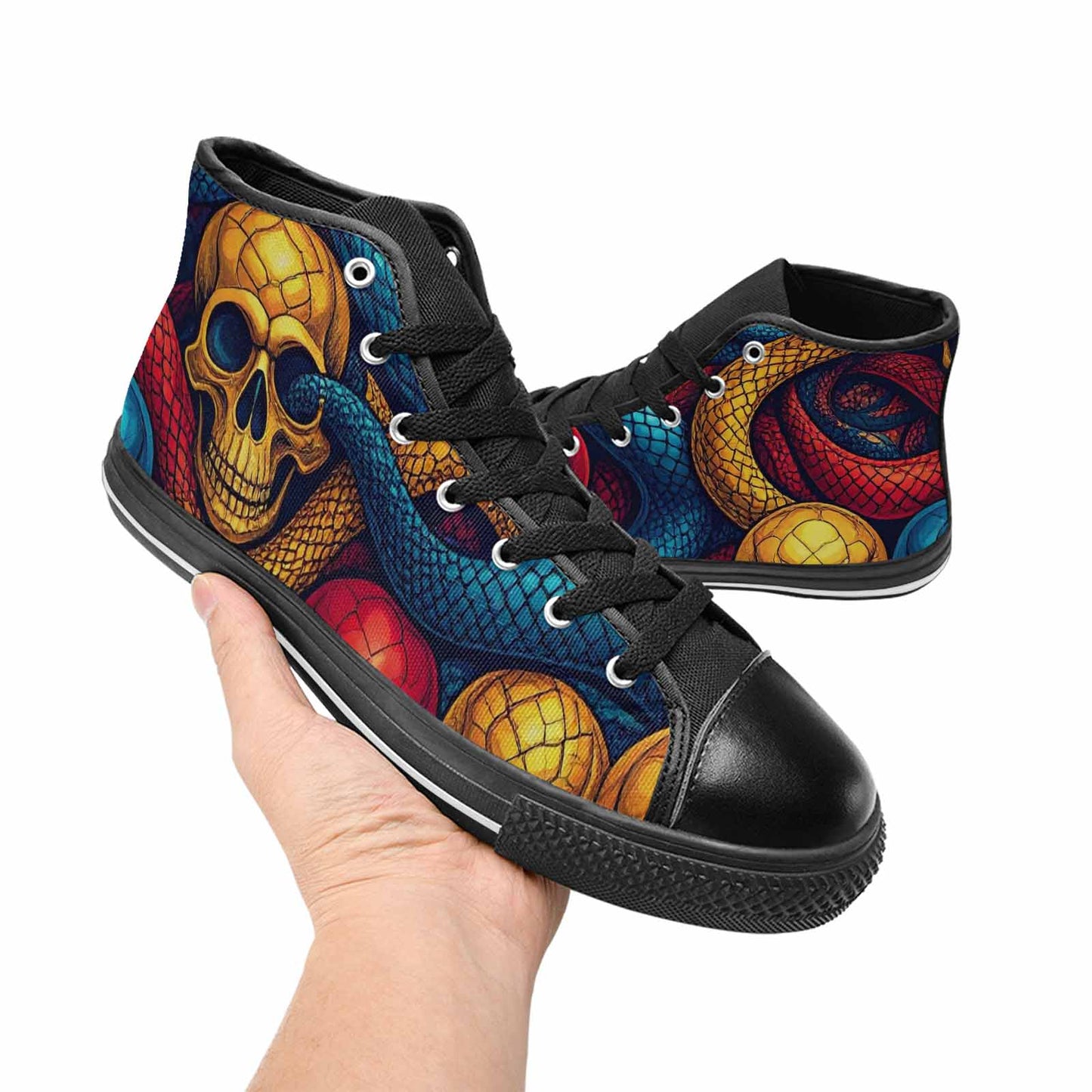 MEN'S Snake Skulls Print High Top Canvas Dark Academia Sneakers
