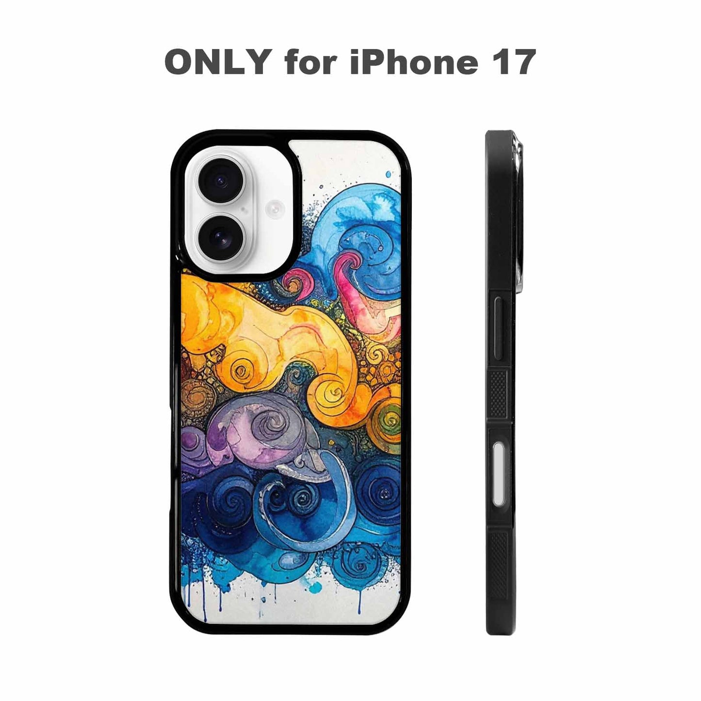 iPhone 17 Case — Tie Dye Swirls (black Tie Dye, Custom Printed Phone Case