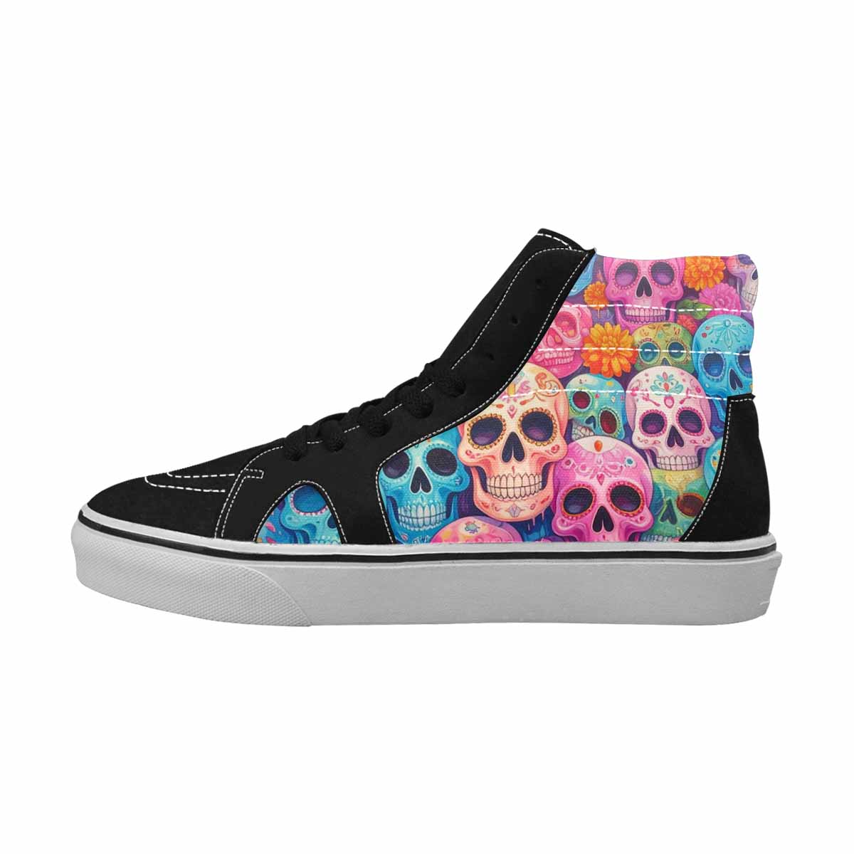 MEN'S Sugar Skulls Melting Sugar High Top Canvas Kaleidoscope Custom Sneakers