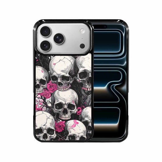 iPhone 17 Pro Max Case — Black &amp; Pink Ink Gothic Skulls, Custom Phone Case
