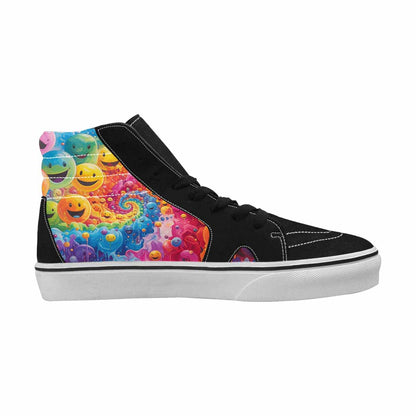 MEN'S Smiley Facessmiley Faces  High Top Canvas Vibrant Chaos Sneakers