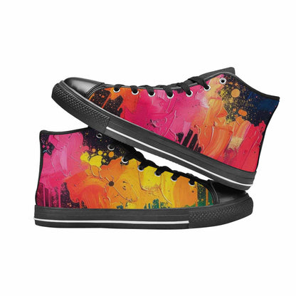 WOMEN'S Paint Splatter High Top Canvas Grunge Sneakers