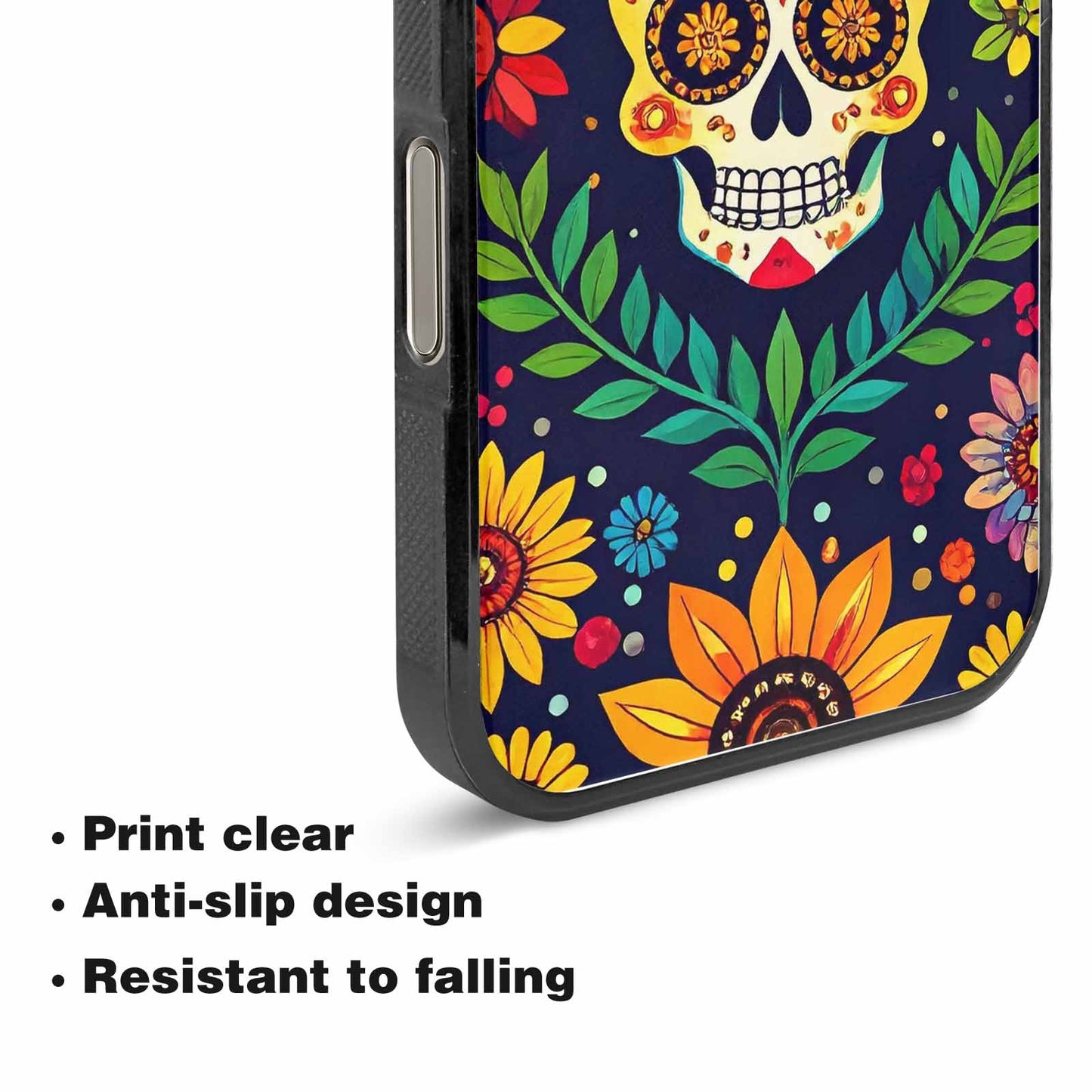 iPhone 15 Pro Max Case — Sunflowers And Skulls, Unique Phone Case Design