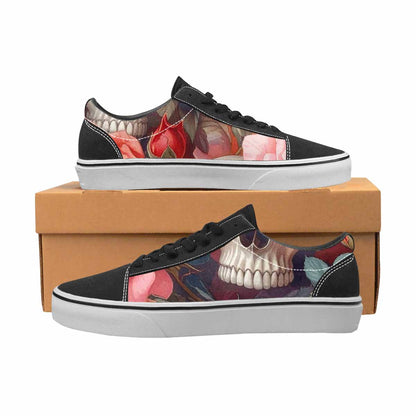 WOMEN'S Skulls Roses Soft Airbrush Canvas Lace-Up Vivid Shoes