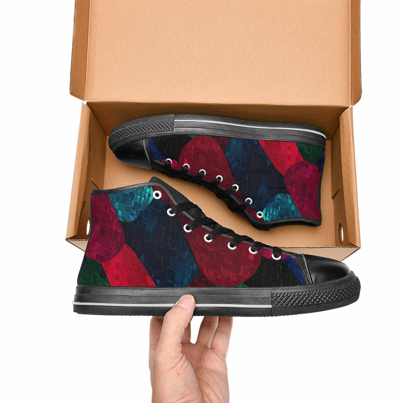 WOMEN'S Dark Snake Print High Top Canvas Y2K Shoes