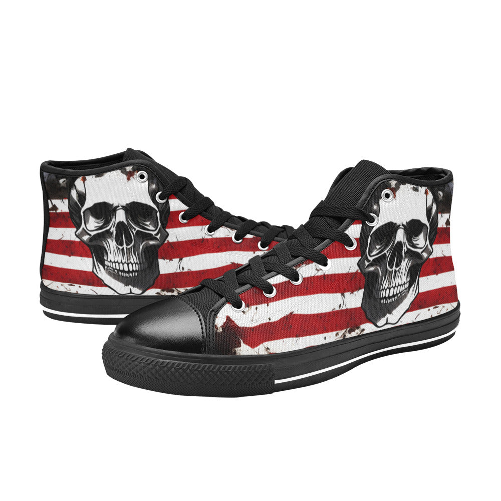 WOMEN'S Patriotic Skull Art High Top Canvas Y2K Custom Shoes