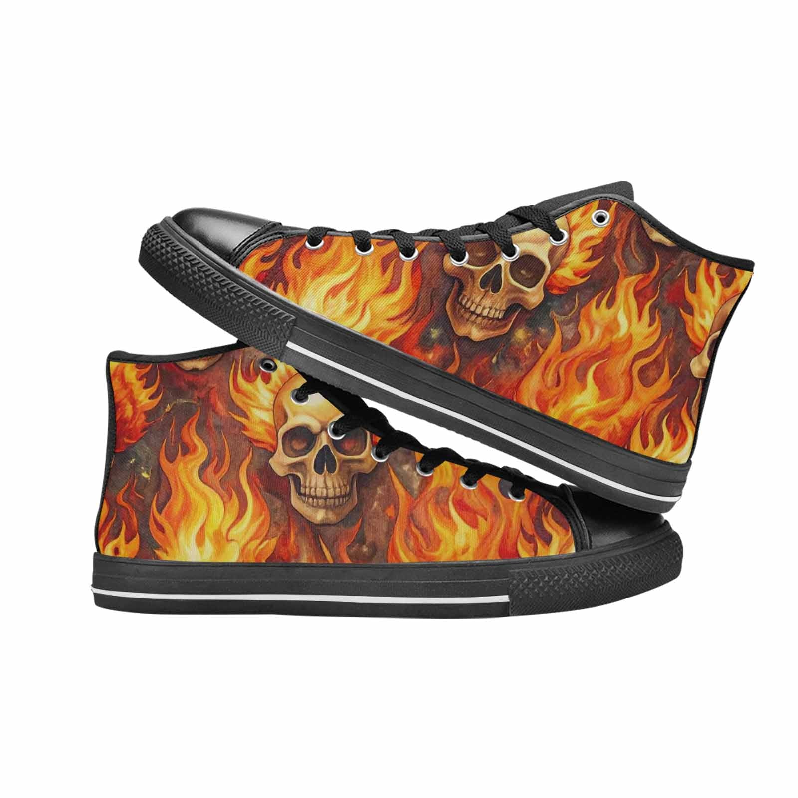 MEN'S Skulls - Flaming High Top Canvas Dreamcore Sneakers