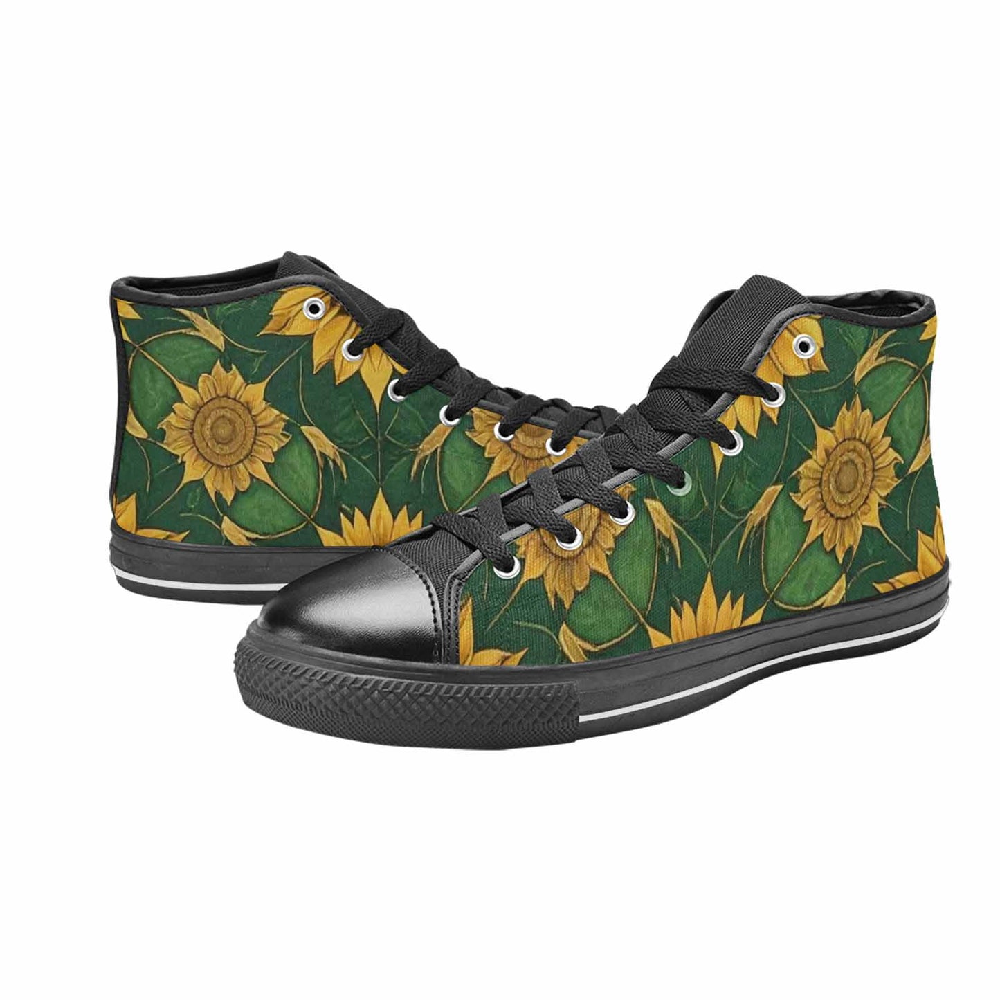 MEN'S Sunflower Mandala Kaleidoscope High Top Canvas Neon Fantasy Sneakers