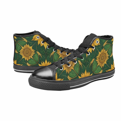 MEN'S Sunflower Mandala Kaleidoscope High Top Canvas Neon Fantasy Sneakers