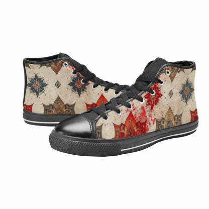 WOMEN'S Mandala High Top Canvas Vibrant Chaos Sneakers