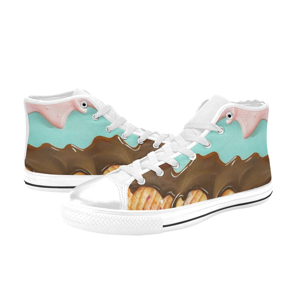 WOMEN'S Cc Ice Cream Art High Top Canvas Dark Academia Shoes