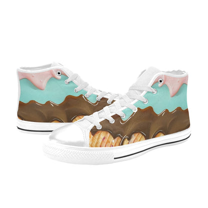 WOMEN'S Cc Ice Cream Art High Top Canvas Dark Academia Shoes